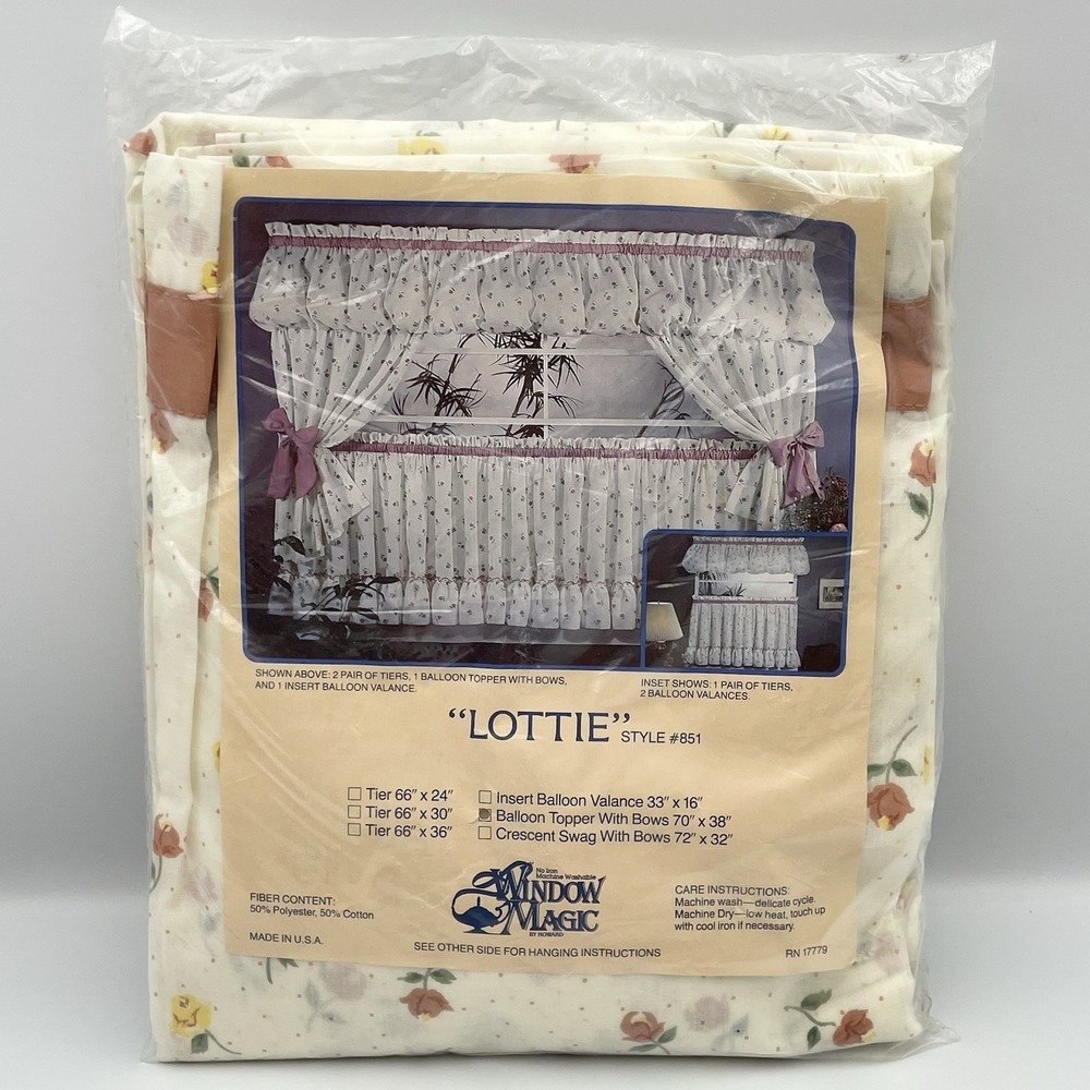 Vintage‎ Window Magic Lottie Floral Balloon Topper W Bows Curtains NIP USA